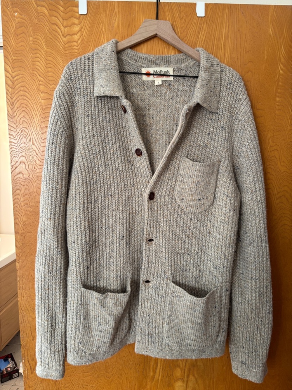 Mollusk Men's Wool-Blend Cardigan Sweater - Beige Tweed